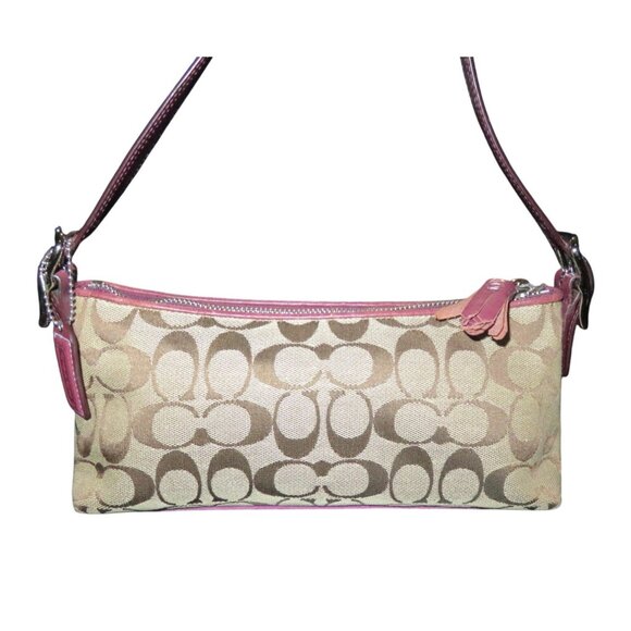 SOLD Coach 2005 Vintage Canvas & Suede Signature Demi Baguette Sufflette Bag - Picture 2 of 12